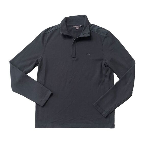 Michael Kors Quarter Zip Pullover Small Black Nylon Epaulettes Embroidered Logo - Picture 1 of 8